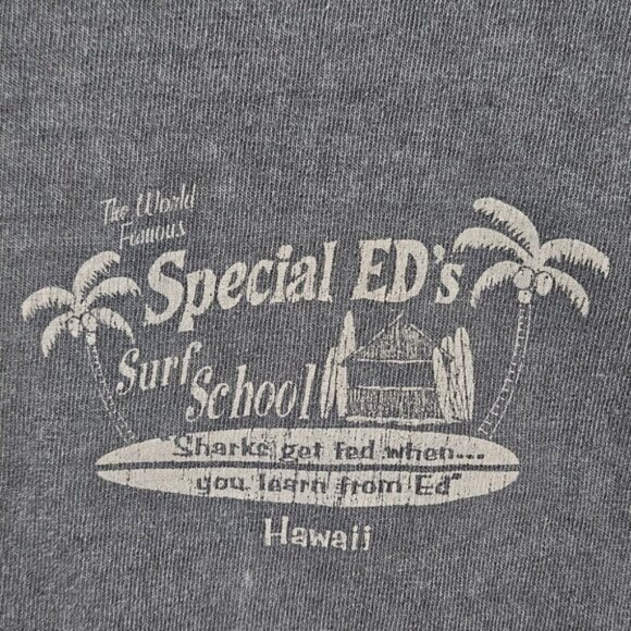 The World’s Famous Special Ed’s Surf School Hawaii T-Shirt Gray Anvil Men's Sz M - Picture 7 of 10